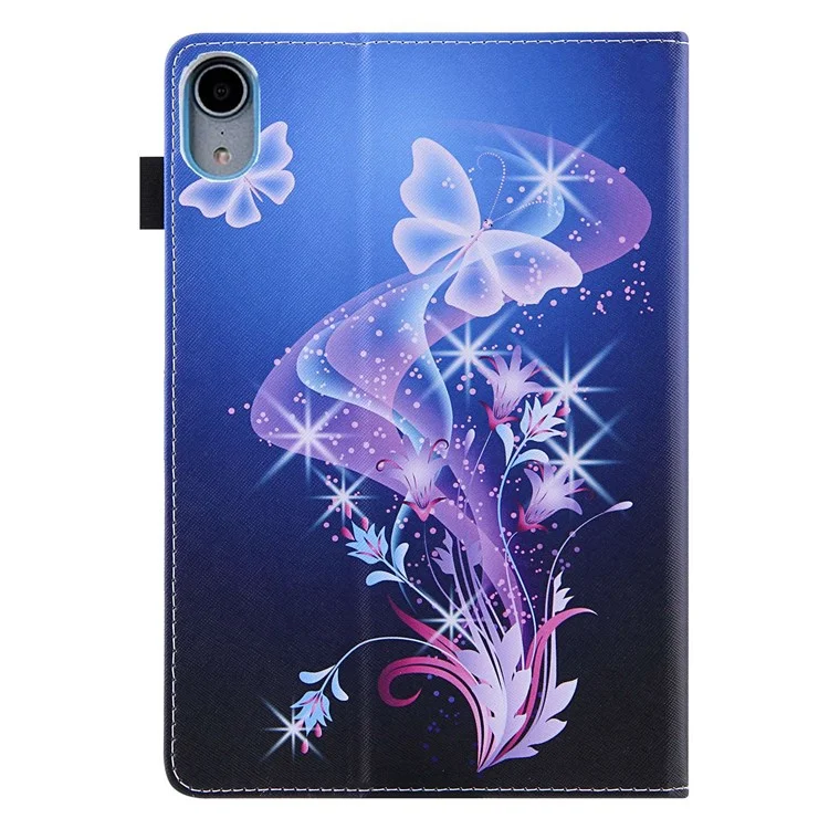 Для Ipad 10.9 (2022) / Ipad 10th Gen Printing Printing Stand Case Cross Cross Texture PU - Сверкающая Бабочка