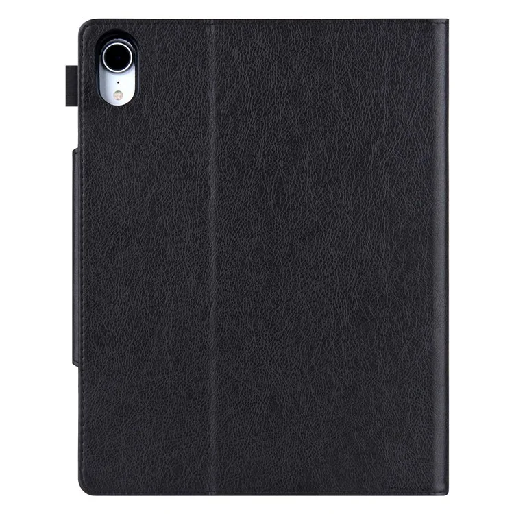 For iPad (2025) / 10.9 (2022) Tablet Cover Big Metal Buckle Wallet Stand Leather Protective Case with Pen Slot - Black