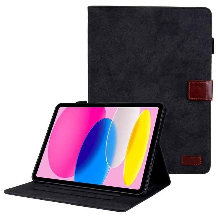 Para Ipad 10.9 (2022) Textura de Tela Protectora de la Tableta Case Stand Style Business PU Tolde de Cuero Cubierta de Tableta Anti-scratch Tableta - Negro