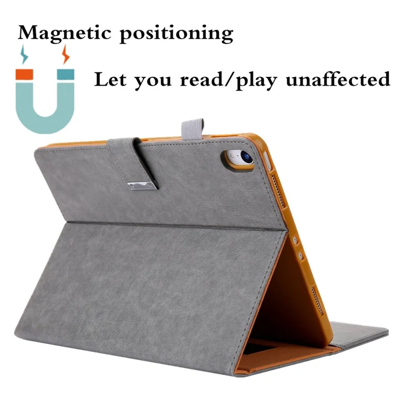 For iPad (2025) / 10.9 (2022) Shockproof Tablet Cover Metal Buckle Wallet Stand Leather Protective Tablet Case - Grey