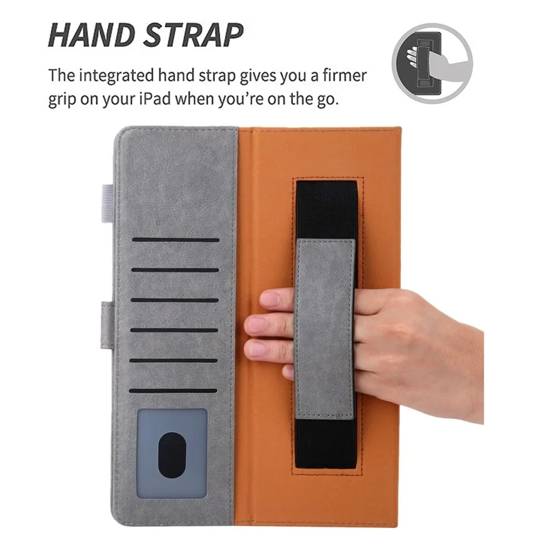 For iPad (2025) / 10.9 (2022) Shockproof Tablet Cover Metal Buckle Wallet Stand Leather Protective Tablet Case - Grey