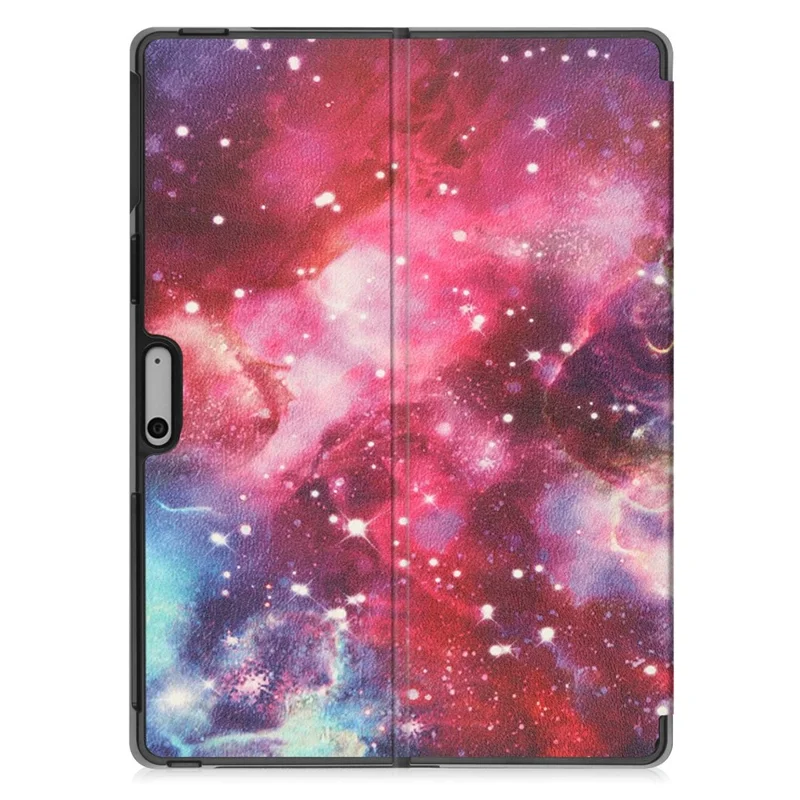 For Microsoft Surface Pro 9 PU Leather Flip Stand Cover Pattern Printing Design PC Sturdy Shockproof Protective Tablet Case - Galaxy