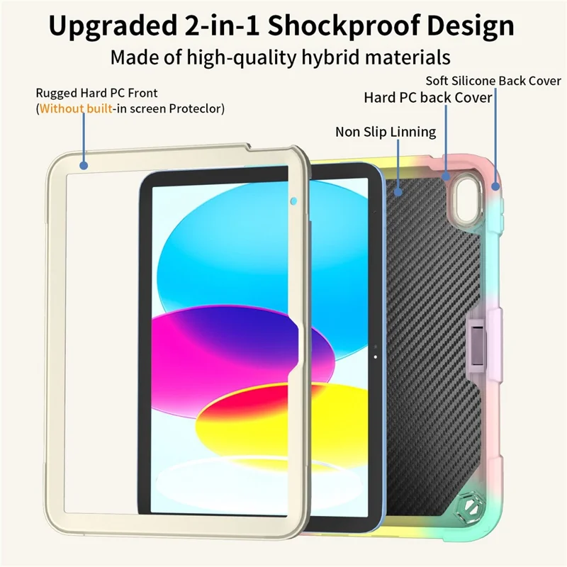 For iPad (2025) / 10.9 (2022) Silicone + PC Tablet Case Butterfly Shape Kickstand Anti-Drop Protective Cover with Shoulder Strap - Colorful Rose Gold