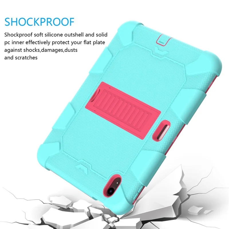 For iPad (2025) / 10.9 (2022) Dual Color Silicone + PC Tablet Case Kickstand Shockproof Protective Cover - Mint Green  /  Rose
