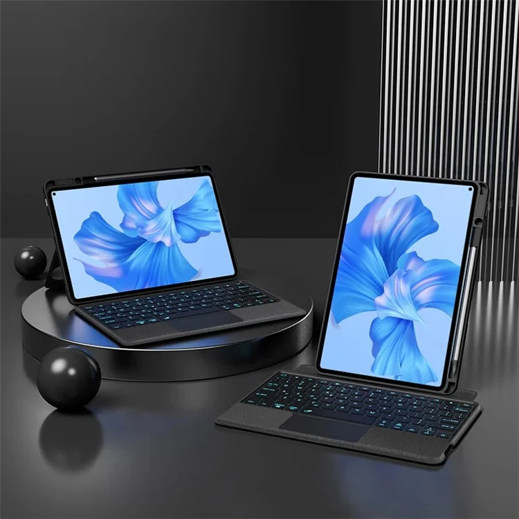 For Huawei MatePad Pro 11 (2022) Leather Case + Bluetooth-compatible Keyboard with Backlight Trackpad