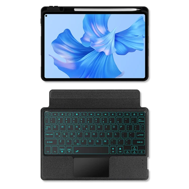 For Huawei MatePad Pro 11 (2022) Leather Case + Bluetooth-compatible Keyboard with Backlight Trackpad
