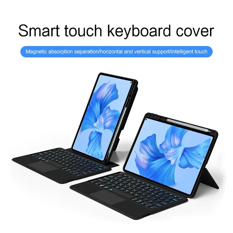 For Huawei MatePad Pro 11 (2022) Leather Case + Bluetooth-compatible Keyboard with Backlight Trackpad
