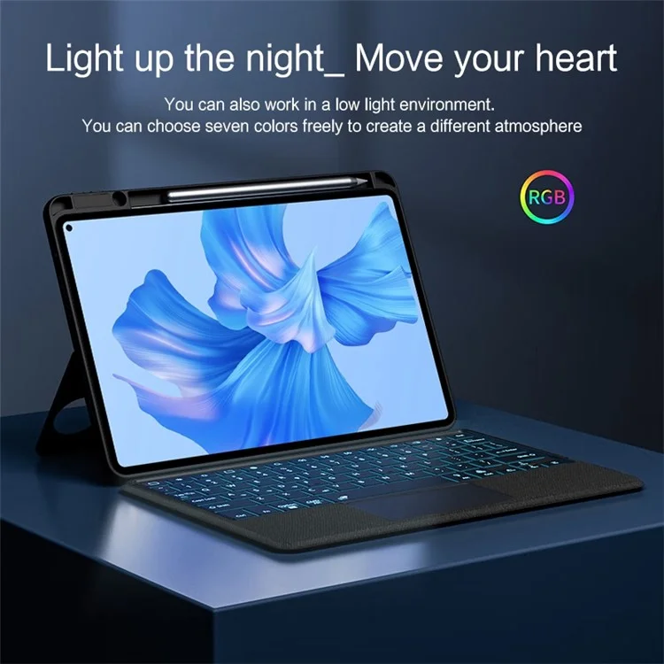 For Huawei MatePad Pro 11 (2022) Leather Case + Bluetooth-compatible Keyboard with Backlight Trackpad
