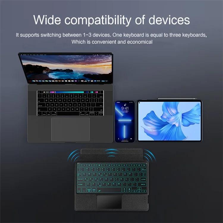 For Huawei MatePad Pro 11 (2022) Leather Case + Bluetooth-compatible Keyboard with Backlight Trackpad