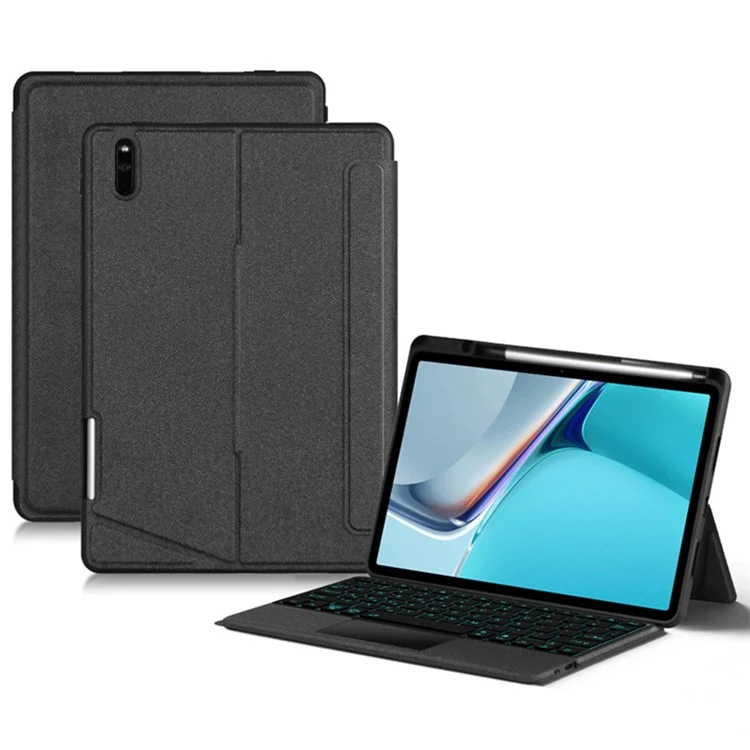 For Huawei MatePad 11 (2021) Leather Case + Bluetooth-compatible Keyboard with Backlight Trackpad