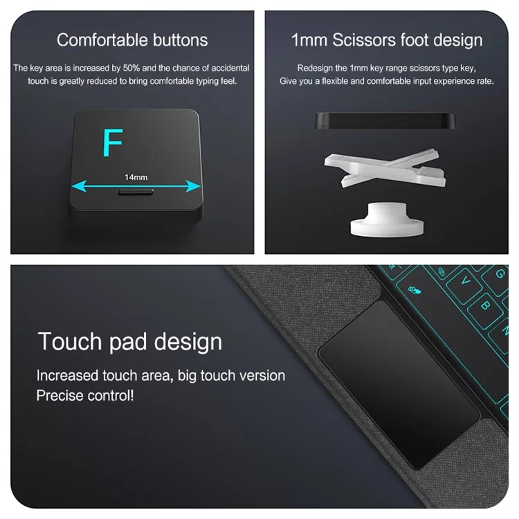 For Huawei MatePad 11 (2021) Leather Case + Bluetooth-compatible Keyboard with Backlight Trackpad