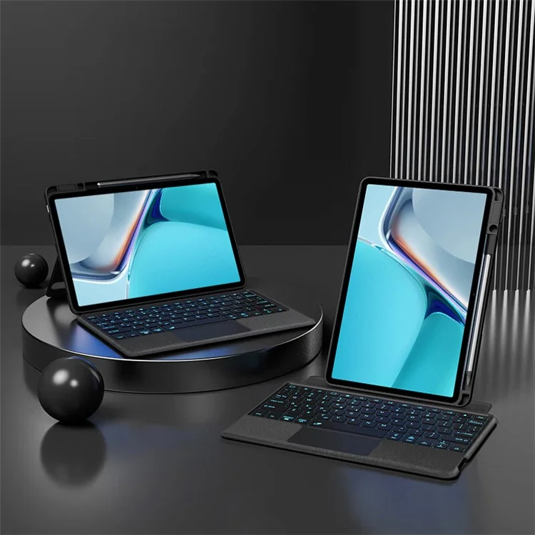 For Huawei MatePad 11 (2021) Leather Case + Bluetooth-compatible Keyboard with Backlight Trackpad