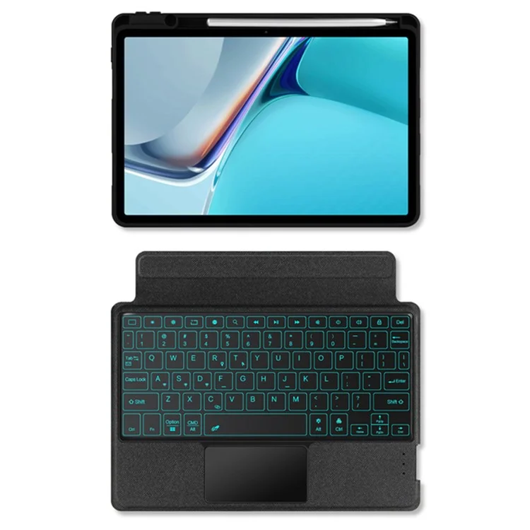 For Huawei MatePad 11 (2021) Leather Case + Bluetooth-compatible Keyboard with Backlight Trackpad