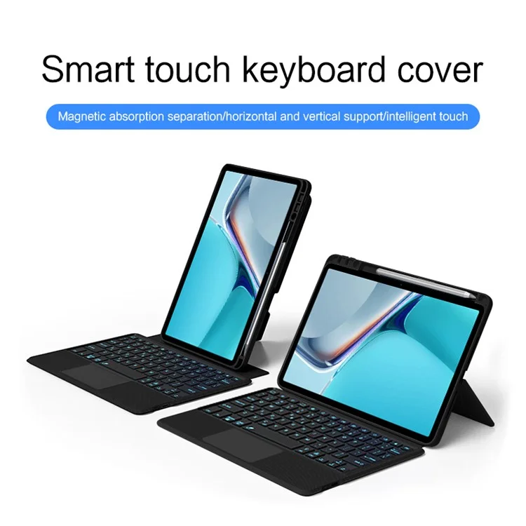 For Huawei MatePad 11 (2021) Leather Case + Bluetooth-compatible Keyboard with Backlight Trackpad