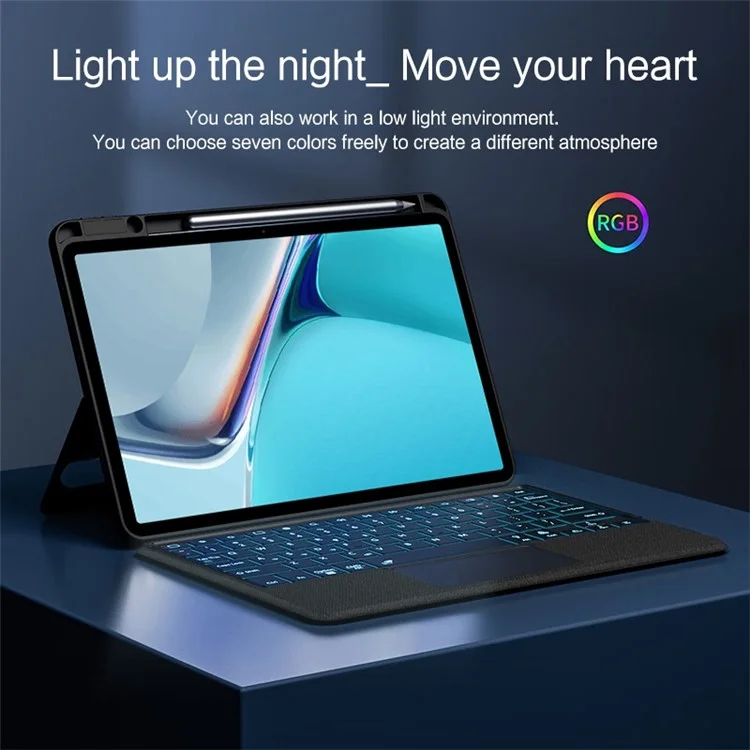 For Huawei MatePad 11 (2021) Leather Case + Bluetooth-compatible Keyboard with Backlight Trackpad