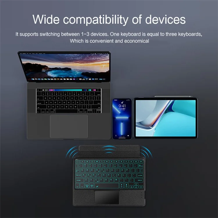 For Huawei MatePad 11 (2021) Leather Case + Bluetooth-compatible Keyboard with Backlight Trackpad
