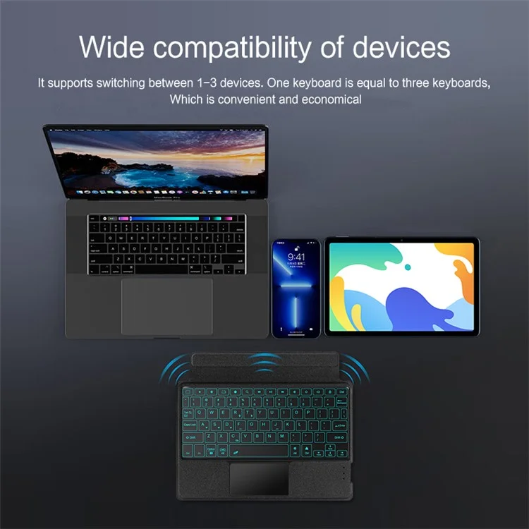 For Huawei MatePad 10.4 (2020) / (2022) Leather Case + Bluetooth-compatible Keyboard with Backlight Trackpad