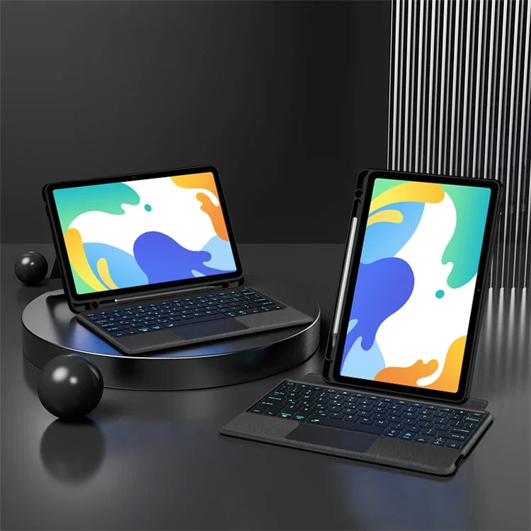 For Huawei MatePad 10.4 (2020) / (2022) Leather Case + Bluetooth-compatible Keyboard with Backlight Trackpad