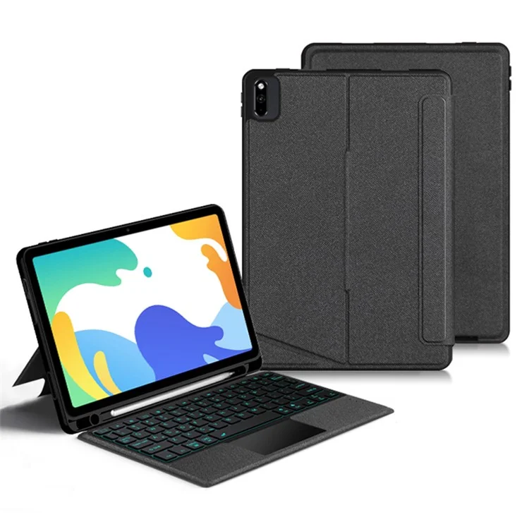 For Huawei MatePad 10.4 (2020) / (2022) Leather Case + Bluetooth-compatible Keyboard with Backlight Trackpad