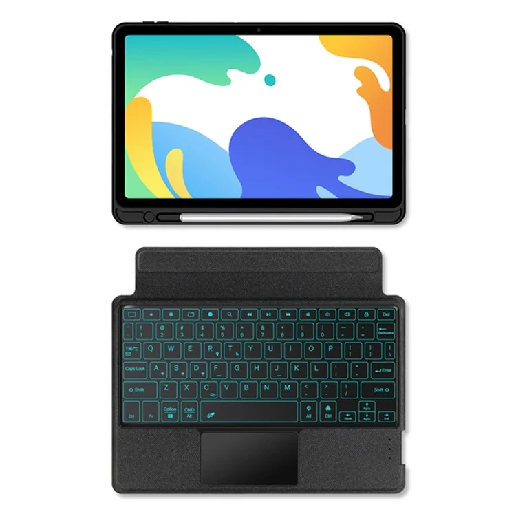 For Huawei MatePad 10.4 (2020) / (2022) Leather Case + Bluetooth-compatible Keyboard with Backlight Trackpad