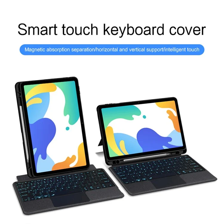 For Huawei MatePad 10.4 (2020) / (2022) Leather Case + Bluetooth-compatible Keyboard with Backlight Trackpad