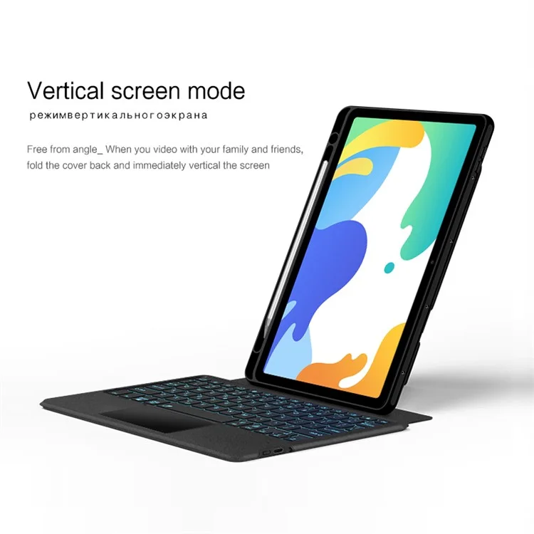 For Huawei MatePad 10.4 (2020) / (2022) Leather Case + Bluetooth-compatible Keyboard with Backlight Trackpad