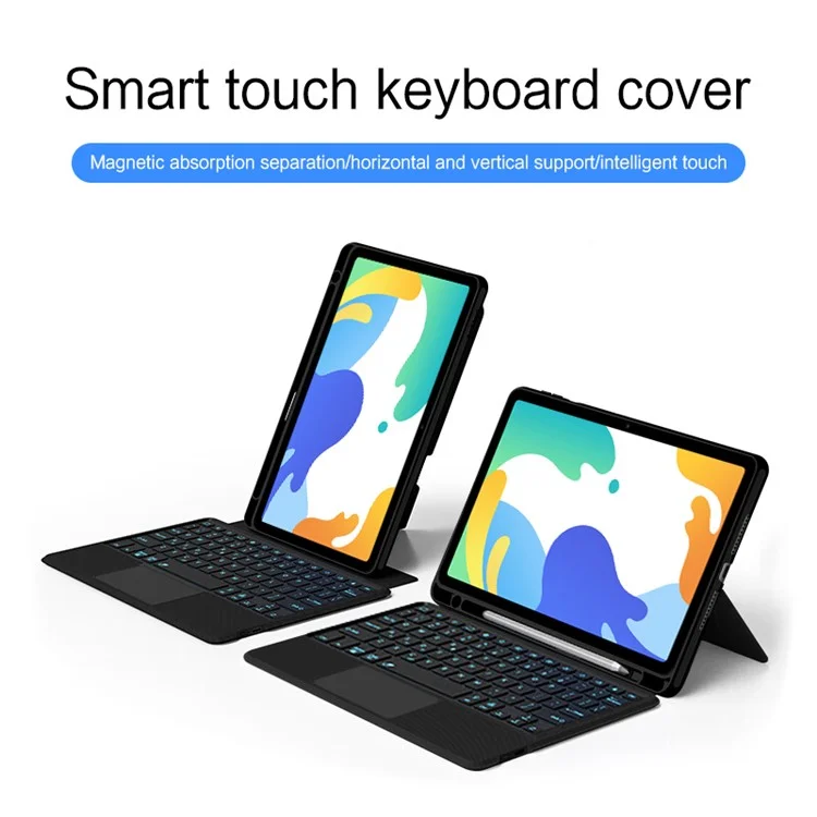 For Huawei MatePad 10.4 (2020) / (2022) Leather Case + Bluetooth-compatible Keyboard with Backlight Trackpad
