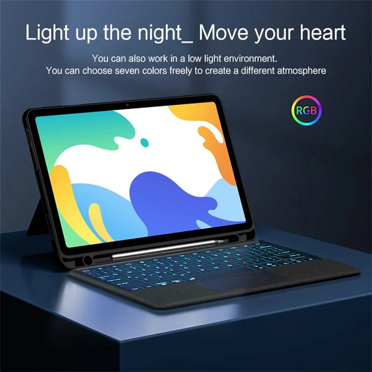 For Huawei MatePad 10.4 (2020) / (2022) Leather Case + Bluetooth-compatible Keyboard with Backlight Trackpad