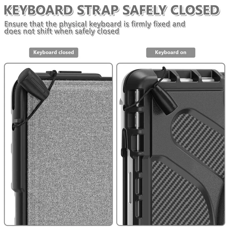For Microsoft Surface Pro 11 / 10 / 9 Hybrid PC+TPU+Silicone Rugged Protective Case Kickstand Shockproof Tablet Cover with Hand Strap - Black