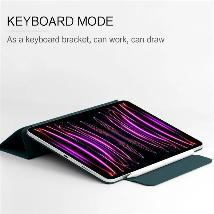 Pour iPad Pro 12.9 (2022) / (2021) / (2020) Étui de protection en cuir PU anti-chute Fermeture magnétique Support Tri-fold Étui de protection pliable - Vert
