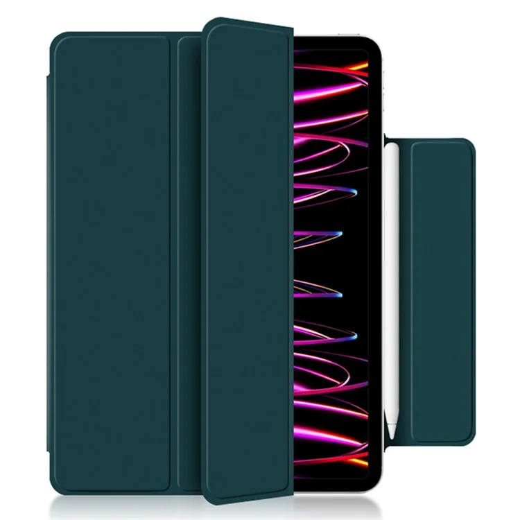 Pour iPad Pro 12.9 (2022) / (2021) / (2020) Étui de protection en cuir PU anti-chute Fermeture magnétique Support Tri-fold Étui de protection pliable - Vert