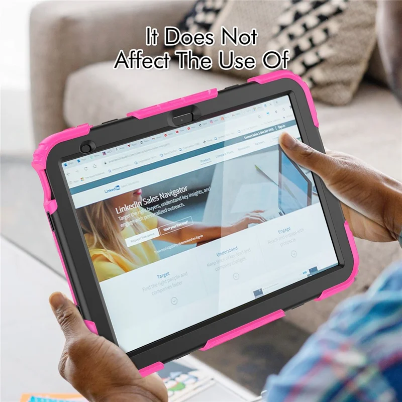 For iPad (2025)/10.9 (2022) Tablet Case Hand Strap Kickstand Silicone + PC Cover with Shoulder Strap - Rose