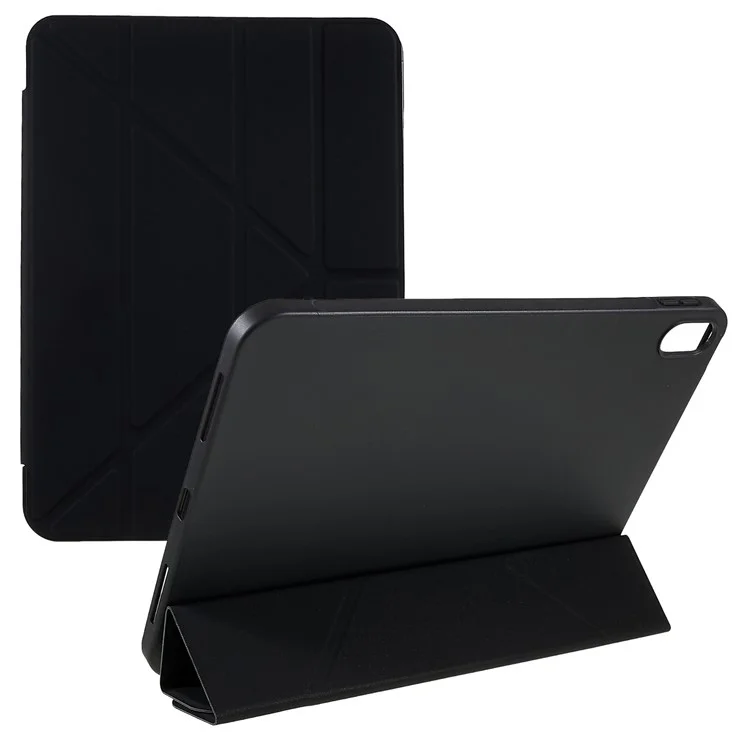 Für Das Ipad 10.9 (2022) Schockdichte Tablet Case Auto Wake / Schlafpu Lederabdeckung Mit Origami -stand - Schwarz