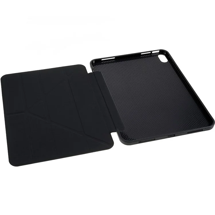 Pour Ipad 10.9 (2022) Case de Tablette D'amortisseur Auto Wake / Couverture en Cuir de Sommeil Avec un Support D'origami - le Noir