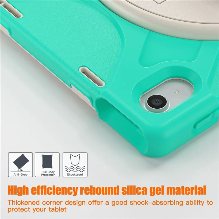 Für iPad 10.9 (2022) Kickstand PC + Silikon Tablet Schutzhülle 360 Grad Rotation Handschlaufe Stoßfest Robuste Schutzhülle - Mintgrün