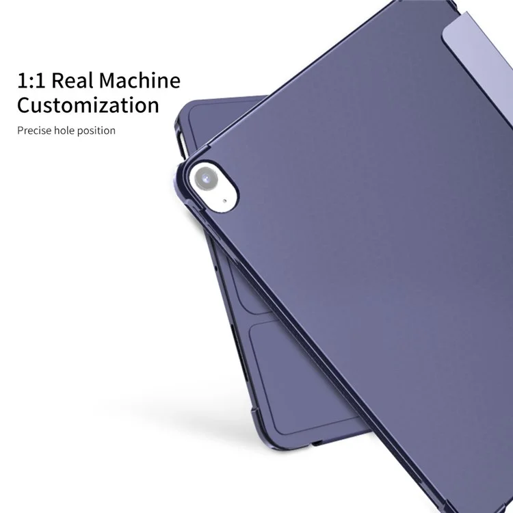 Для iPad 10.9 (2022) / iPad 10-го поколения Tri-fold Stand Shell Cover PU Leather Auto Wake / Sleep Smart Tablet Case с держателем для ручки - Фиолетовый