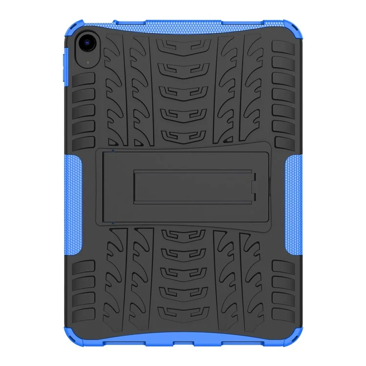 Para iPad 10.9 (2022) Funda a prueba de golpes para tableta Textura de neumático Soporte Armadura de uso intensivo Suave TPU Carcasa protectora dura de PC - Azul
