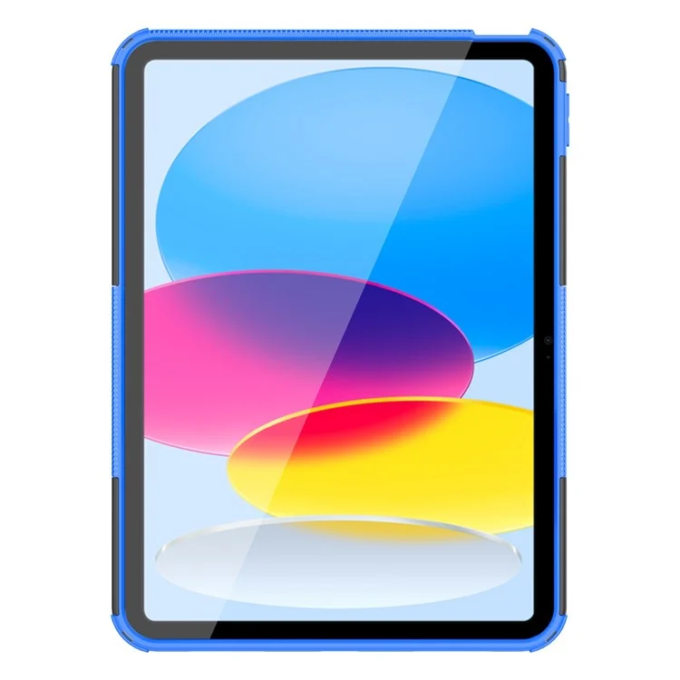 Para iPad 10.9 (2022) Funda a prueba de golpes para tableta Textura de neumático Soporte Armadura de uso intensivo Suave TPU Carcasa protectora dura de PC - Azul