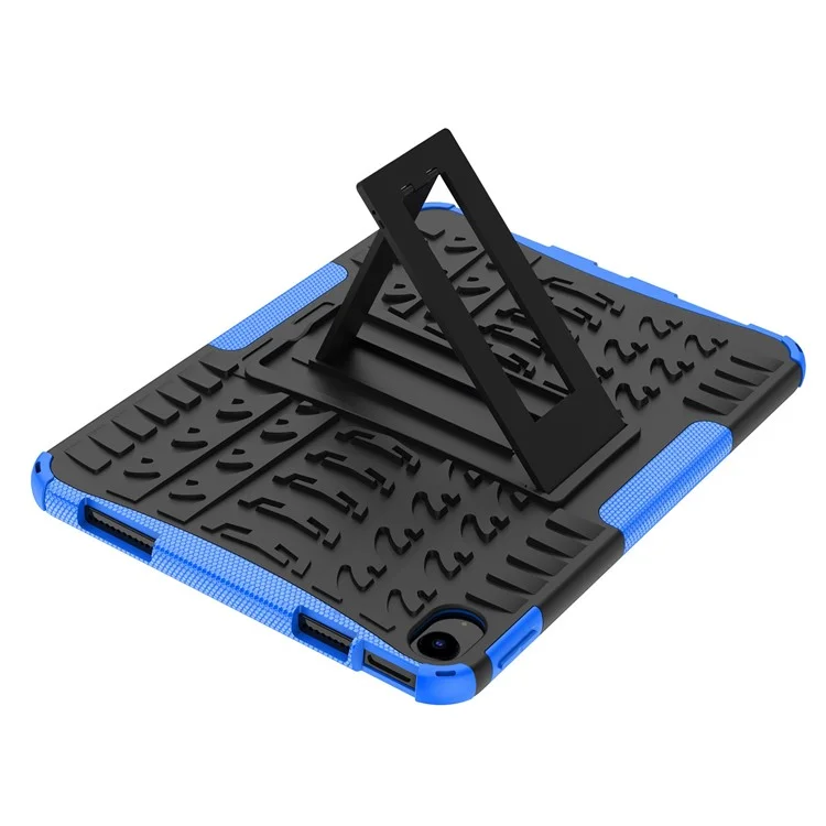 Para iPad 10.9 (2022) Funda a prueba de golpes para tableta Textura de neumático Soporte Armadura de uso intensivo Suave TPU Carcasa protectora dura de PC - Azul