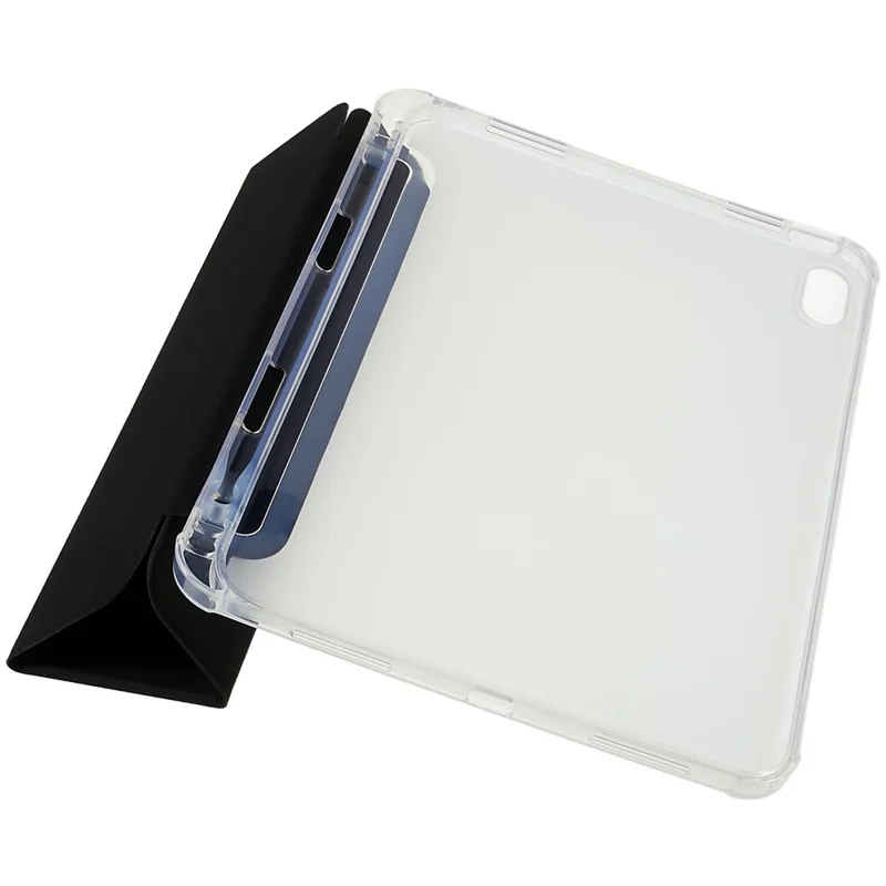 For iPad (2025) / 10.9 (2022) Tablet Case Stand PU Leather TPU Back Cover with Pencil Holder - Black