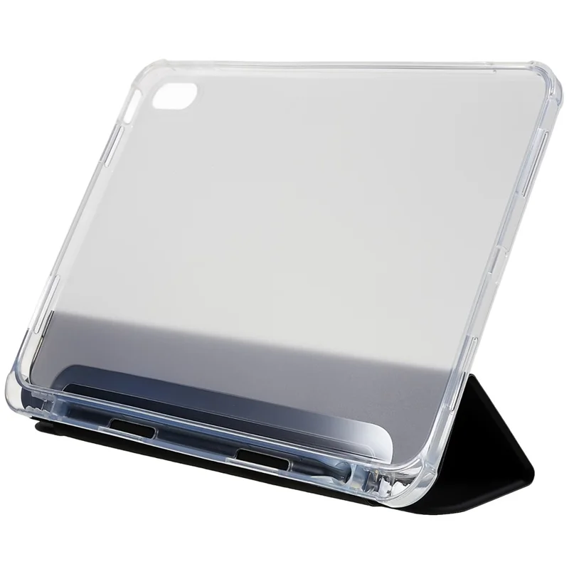 For iPad (2025) / 10.9 (2022) Tablet Case Stand PU Leather TPU Back Cover with Pencil Holder - Black