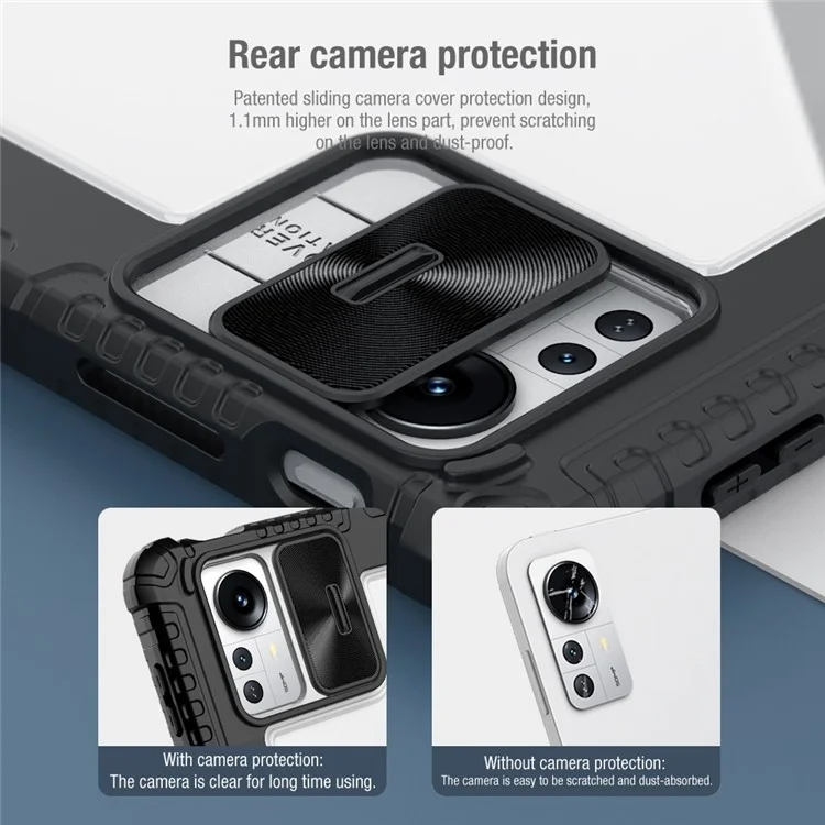 Nillkin Bumper Кожаный Чехол Pro Для Xiaomi Pad 5 Pro 12.4 (2022) Защитный Корпус PU / Корпус Таблеток Для Сна с Крышкой Для Слайд -камеры / Триполд Стенд - Серый