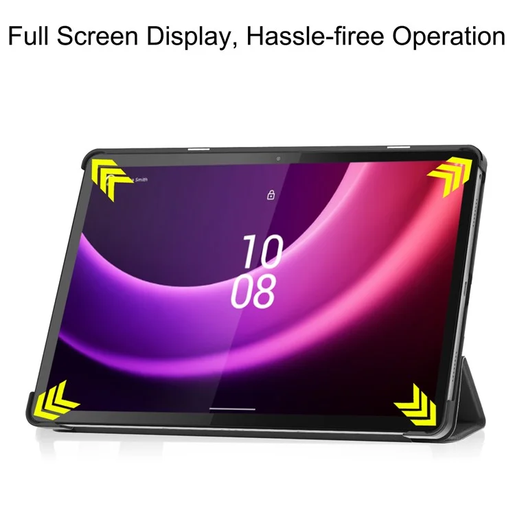 Для Lenovo Tab P11 Gen 2 PU Leather Tri-fold Stand Tablet Shockproof Case Auto Wake / Sleep Full Protection Cover - Черный