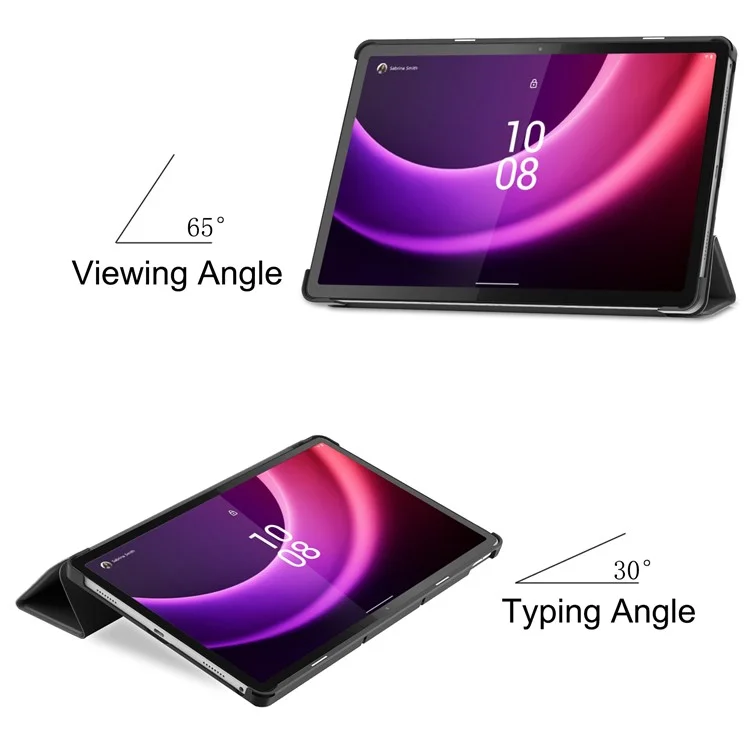 Для Lenovo Tab P11 Gen 2 PU Leather Tri-fold Stand Tablet Shockproof Case Auto Wake / Sleep Full Protection Cover - Черный