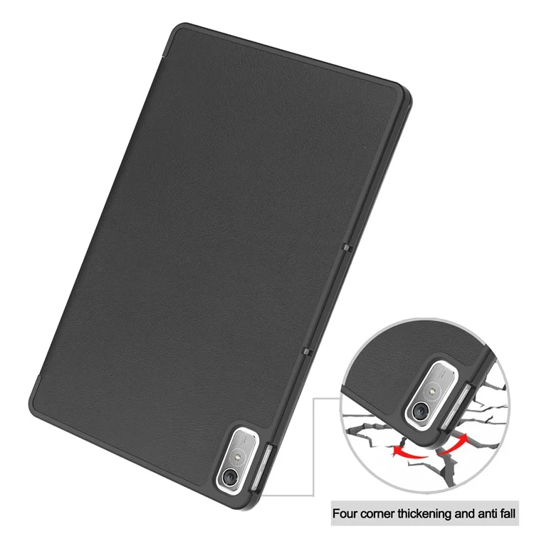 Для Lenovo Tab P11 Gen 2 PU Leather Tri-fold Stand Tablet Shockproof Case Auto Wake / Sleep Full Protection Cover - Черный