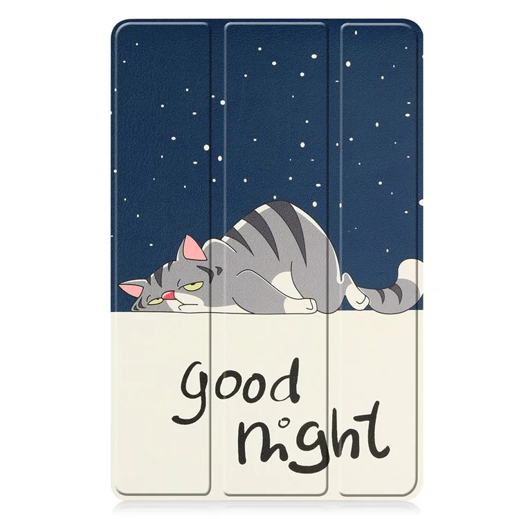Per Lenovo Tab P11 Gen 2 Tri-fold Stand PU Leather Anti-drop Cover Pattern Printing Auto Wake / Sleep Tablet Protective Case - Cat