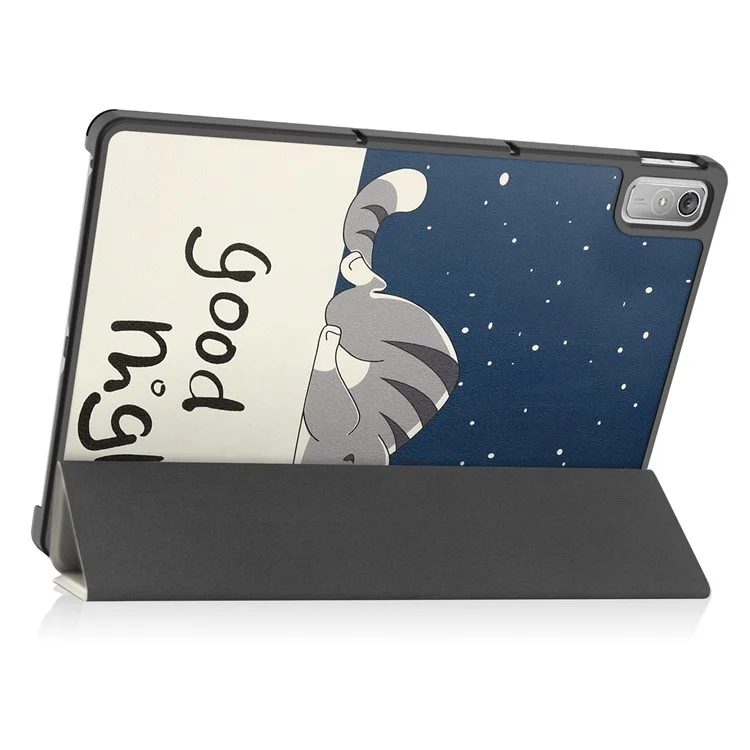 Per Lenovo Tab P11 Gen 2 Tri-fold Stand PU Leather Anti-drop Cover Pattern Printing Auto Wake / Sleep Tablet Protective Case - Cat