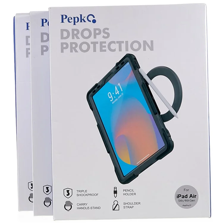 Pepkoo Pour Ipad Air (2022) / Air (2020) Rotation à 360 Degrés Tablet Tablet Silicone + pc + Couvercle Hybride Abs Tocohropwing - le Noir