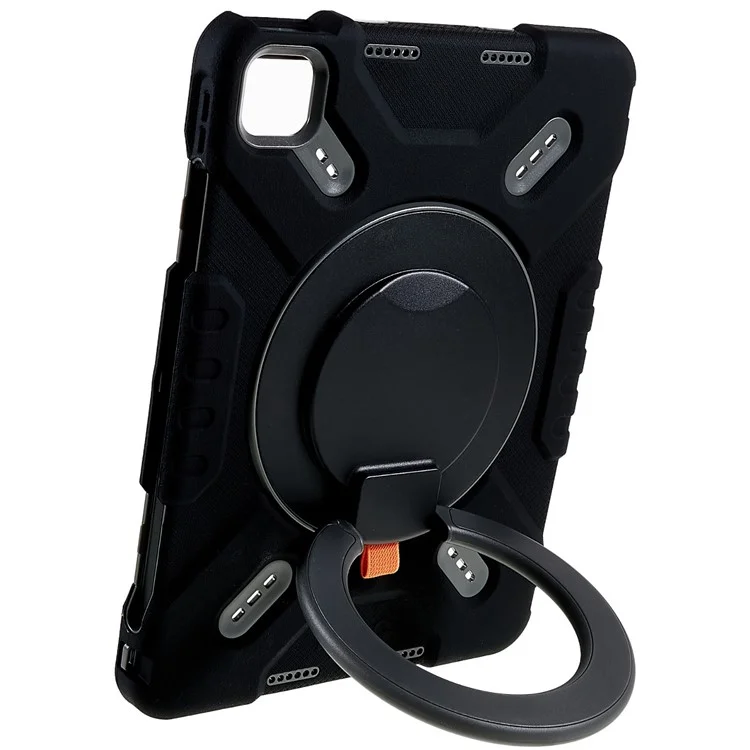 Pepkoo Pour Ipad Air (2022) / Air (2020) Rotation à 360 Degrés Tablet Tablet Silicone + pc + Couvercle Hybride Abs Tocohropwing - le Noir