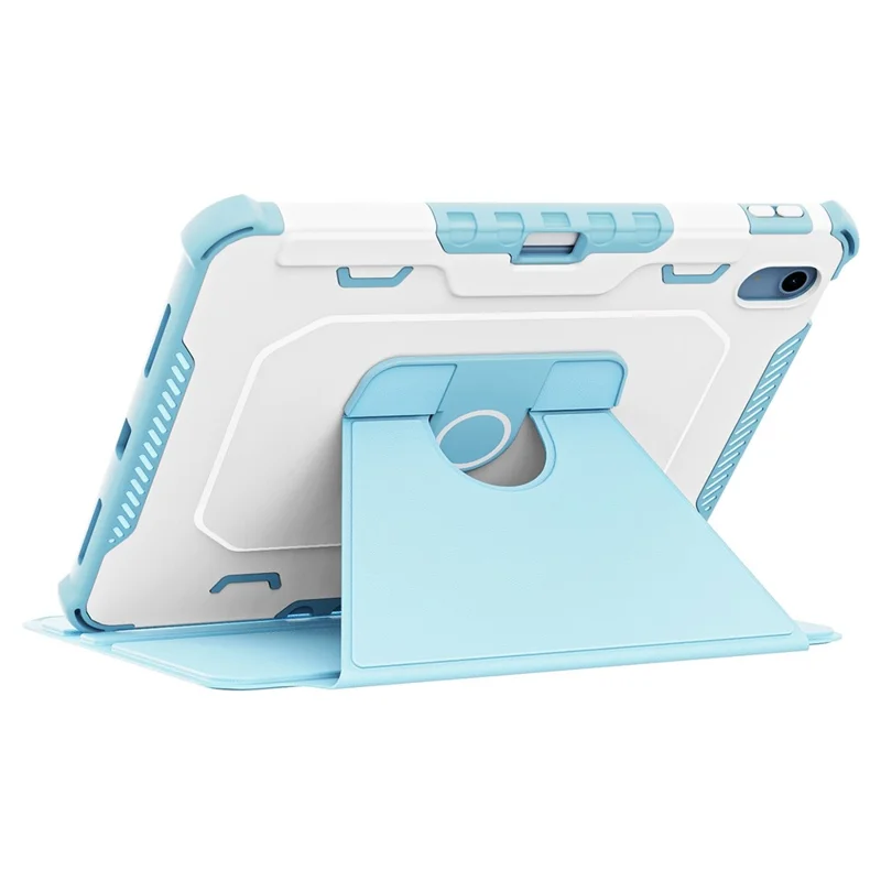 360-Degree Rotation Armor Leather Tablet Cover for iPad (2025) / 10.9 (2022) Auto Wake / Sleep Rotary Stand Anti-Drop Protective Case - Blue